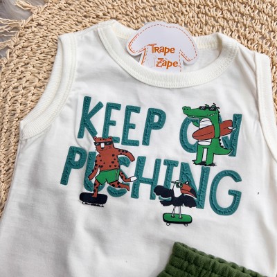 Conj. Regata Keep On e Bermuda - Off White e Verde